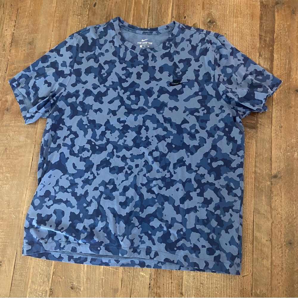 NIKE Men’s Tee Blue Camo Shirt Cotton XXL